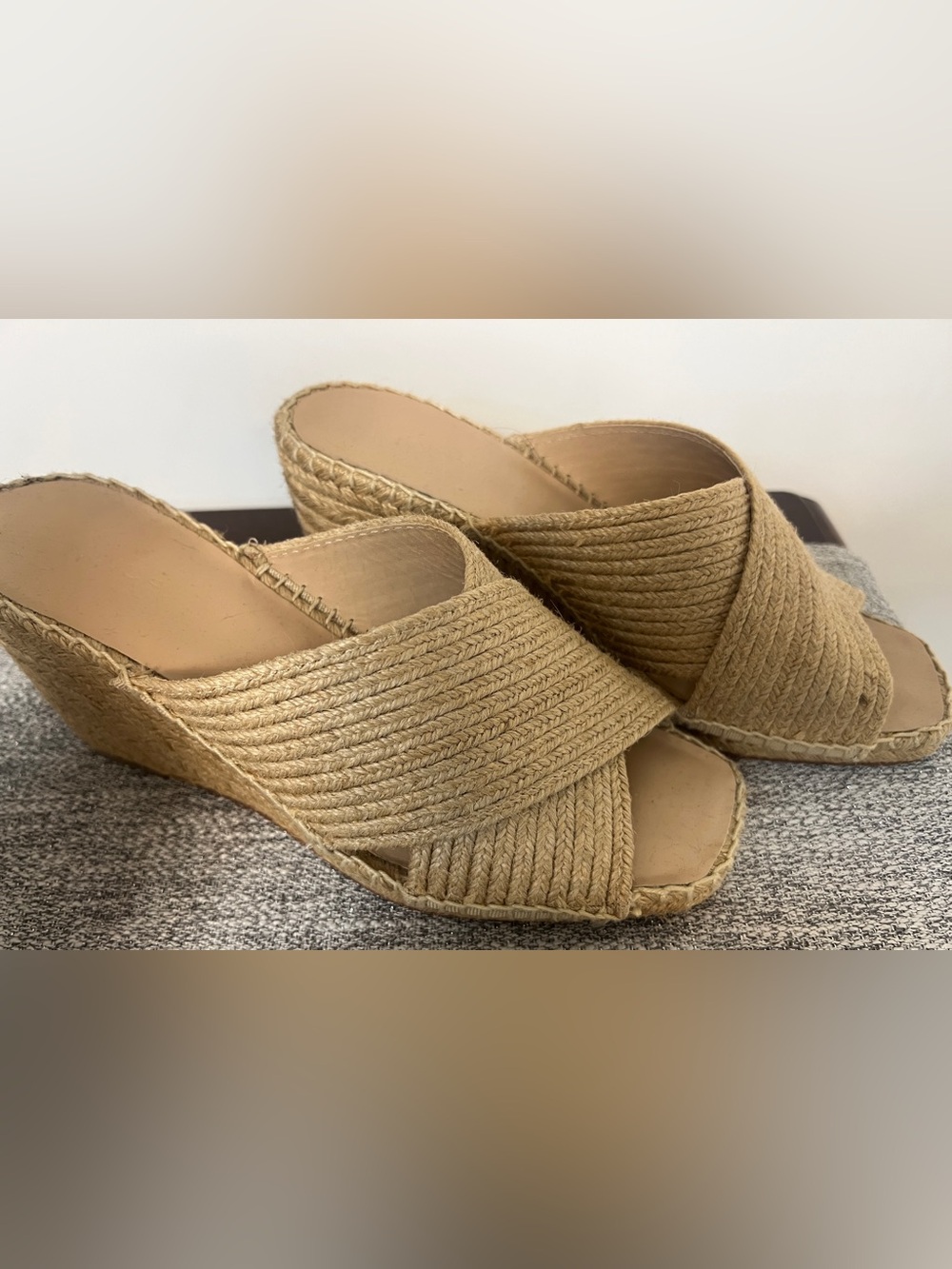Natural Rope Espadrille Wedge Sandals - Beige